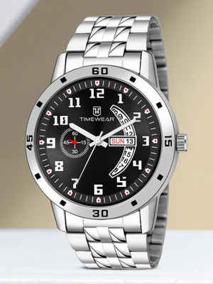 TIMEWEAR 319BDTG TIMEWEAR Black Number Dial Day Date Functioning Stainless Steel Chain Analog Watch - For Men