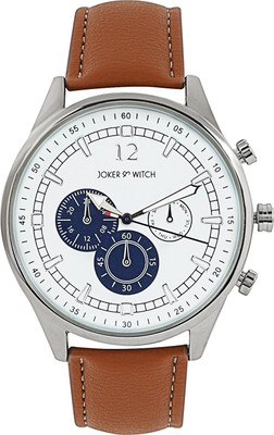 Joker & Witch Rover White Dial Tan Faux Leather Starp Analog Men's Watch Analog Watch  - For Men