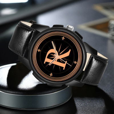 FEMEO ALPHA-R-J16-BLK-L-1 Alpha Heritage Collection R Black Strap Watch for Man & Boys Analog Watch  - For Men