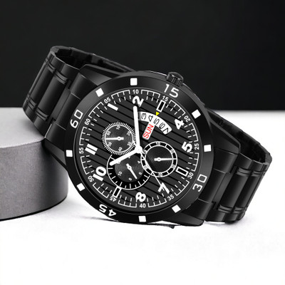 LORENZ 2032W_NEW Black Day & Date Analog Watch  - For Men