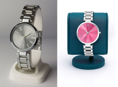HPWATCH HW3-Silver-Pink_ZXC-012-Silver Modern Minimalist Black Dial Silicone Strap Analog Watch Analog Watch  - For Women