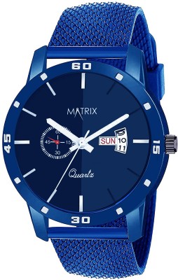 MATRIX DD-111-BL Swiss Day & Date Blue Dial & Silicone Strap Analog Watch  - For Men