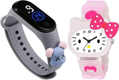 BST greyband_pink kity analog New Trandy Digital Watch Digital Watch  - For Boys & Girls