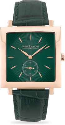 Saint Honore Paris New Collection CARREE SQUARE SUNRAY GREEN DIAL QUARTZ 2 HANDS SMALL SECOND Analog Watch  - For Men