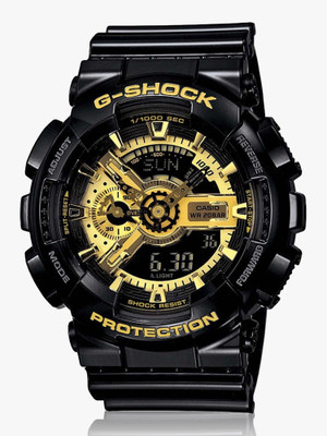 CASIO GA-110GB-1ADR G-SHOCK GA-110GB-1ADR Black-Gold Dial Resin Strap Analog-Digital Watch  - For Men