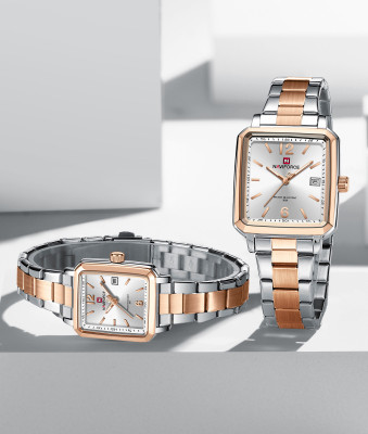 Alix AL9252 COUPLE A sophisticated white dial with silver-rose gold strap Analog Watch  - For Couple
