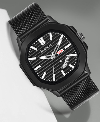 LIMESTONE OTUS 3D DIAL DAY AND DATE FUNCTIONING MESH CHAIN BOYS QUARTZ Analog Watch  - For Men