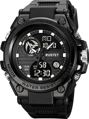 RUSTET 2031 2031 50m Waterproof Dual-Time Men's Watch Multifunction 12H / 24H Format Analog-Digital Watch  - For Men