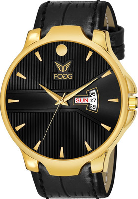 FOGG 1503-BK Day & Date Gold Plated Analog Watch  - For Men