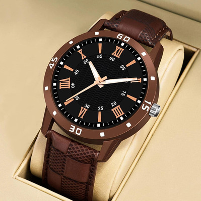 SHURAI ROWMAN Black Brown Leather BROWN Boy's & Man's Stylish Analog Watch  - For Men