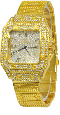 VISER Big Square Gold Gold Stone Analog Watch  - For Men