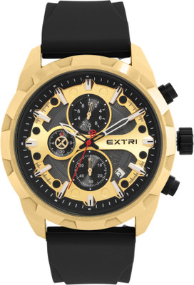 EXTRI New Collection Men Round Black & Gold Chronograph X6077-J Analog Watch  - For Men
