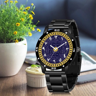 Red Robin IW007-ARB-AVO-BLK-CDBLK ISLAMIC Design Stylish Black Silicone Strap Wrist Watch for Muslim Men and Boys Analog Watch  - For Men