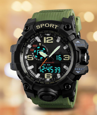 Harbor A sporty green PU strap timepiece that boys adore Analog-Digital Watch  - For Boys