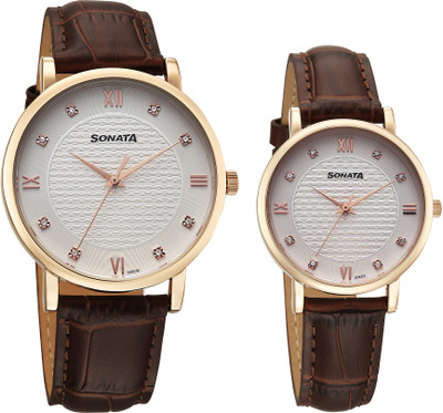SONATA Sonata Perfect Pairs Quartz White Round Dial Men's and Women's Pairs Watch / Analog Watch  - For Men & Women