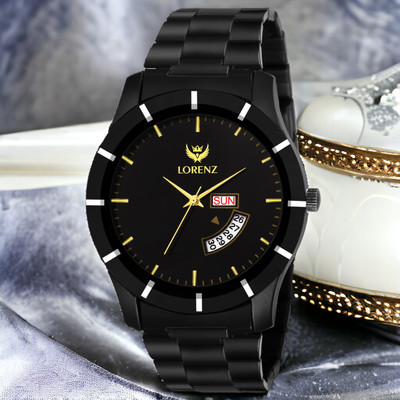 LORENZ MK-1078A Lorenz Matte Finish Day & Date Finish Black Dial Men's Analog Watch- 1078A Analog Watch  - For Men