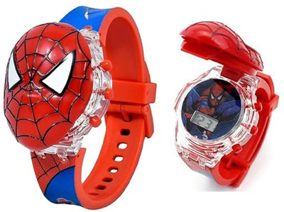 Bravity Spiderman Watch Special Gift For Kids Kids Edition Spiderman Digital Watch for Kids with Disco LED / Musical sound Digital Watch  - For Boys & Girls