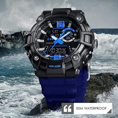 TrackFly 9099_DUAL TIME LUMINOUS Display Calender Authentic Branded Wrist Analog-Digital Watch  - For Men