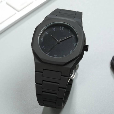 classicbusiness Luxury Curved Dial and Black Men Wrist Watch Luxury Curved silvar and Chain Men Wrist Watch Analog Watch  - For Men