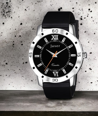Jaxer Black Dial Silicone Band Analog Watch  - For Men