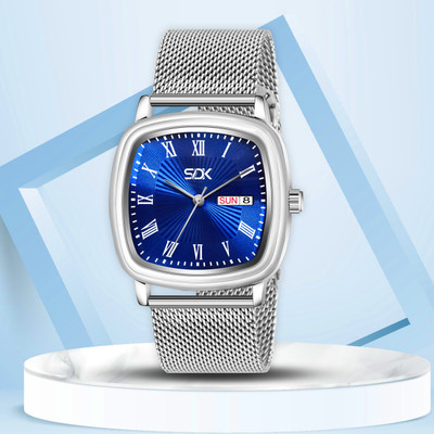 SDK Premium Silver MeshStrap Watch with Black RomanDial and Day-Date Display for Men Premium Silver MeshStrap Watch with Black RomanDial and Day-Date Display for Men Analog Watch - For Men SDK Premium Silver MeshStrap Watch with Black RomanDial and Day-Date Display for Men Premium Silver MeshStrap Watch with Black RomanDial and Day-Date Display for Men Analog Watch - For Men