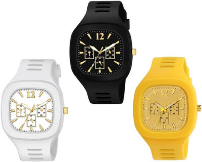 SKYZONE Square Dial Silicone Strap Gift Watch For Boys Skz-046 Analog Watch  - For Men