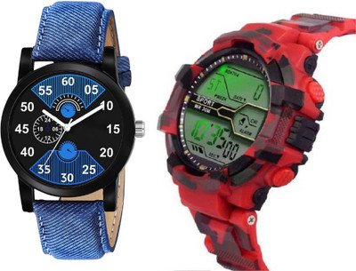 Brostin Youth Choice Red Military men's Watch_Combo_Model Blue Men's Watch Analog-Digital Watch  - For Men