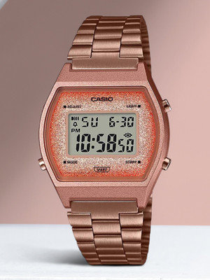 CASIO B640WCG-5DF Vintage Dial Rose Gold Stainless Steel Band Digital Watch  - For Men & Women