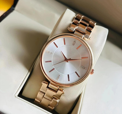 MARFA Women Branded Watch Rose Gold Starp Silver Dial Analog Watch  - For Women