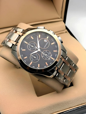 Americanviber TST Black Trending men collection double tone date function working foldover lock Analog Watch  - For Men