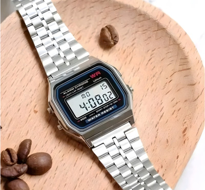 Timofy Stainless Strap silver Digital Watch Alarm Stopwatch Waterproof Trendy Chain Strap Series Digital Watch  - For Men & Women