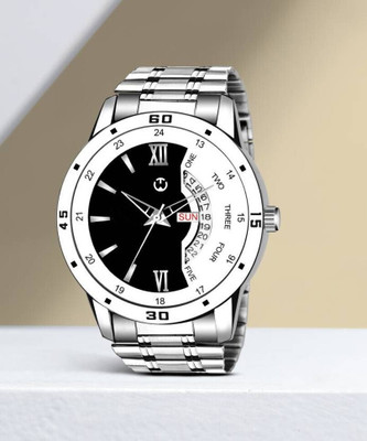 WIZARD TIMES WT2885 Day and Date Functioning Colored Dial Metal Strap Water Resistant Quartz Analog Watch  - For Men