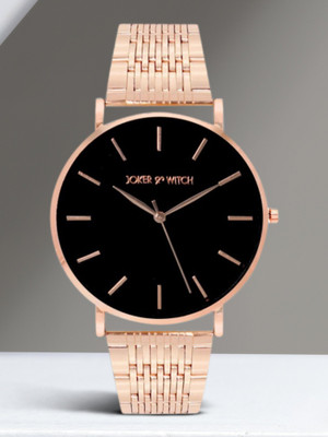 Joker & Witch Signature 40mm Black Dial Rosegold Stainless Steel Watch for Women Analog Watch  - For Women