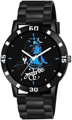 MAHAVIRA COLLECTION Men's classic black analog wristwatch with leather band Black analog men’s watch for work and travel Analog Watch  - For Men