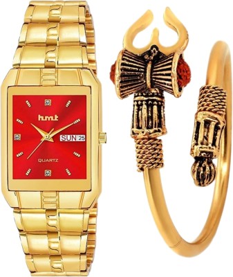 HMT DLX hmt dlx 9151 RED -gold +bracelet Exclusive Premium Gold Plated Dial GREEN Golden Chain Day & Date Functioning Analog Watch  - For Men