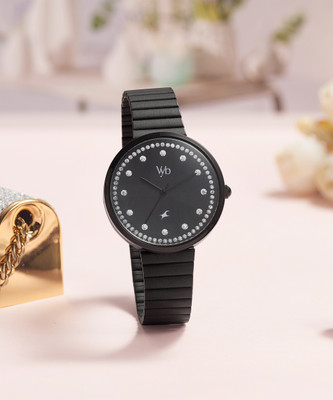 Fastrack Vyb Mirage Black Dial Black Strap Analog Watch  - For Women