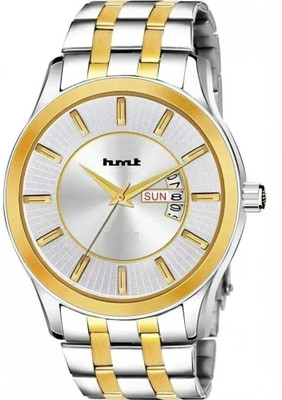 HMT DLX Day Date Functioning Silver Dial 2 tone Chain Day Date Functioning Silver Dial 2 tone Chain Analog Watch  - For Men