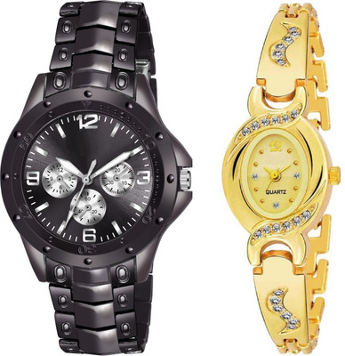 Csamon RosrsFullBlackNewAKS Designer Fashion Wrist Analog Watch  - For Couple