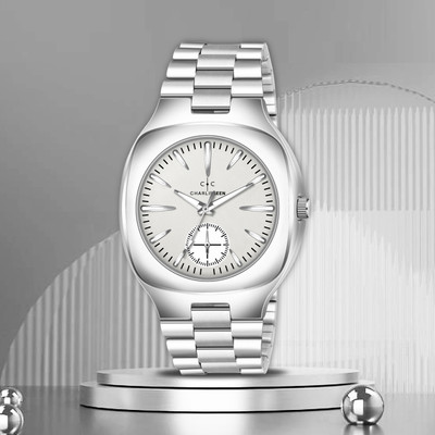 CHARLIEKEEN Bold Yet Balanced – Stainless Steel Watch with Split-Dial Design Analog Watch  - For Men