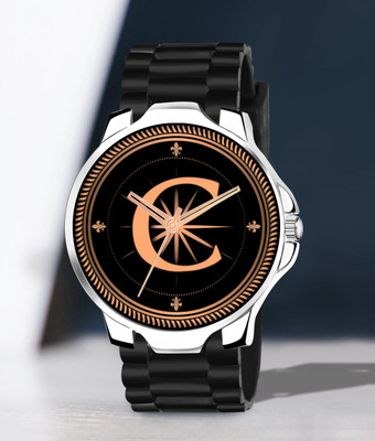 FEMEO ALPHA-C-3K-SIL-BK-CDBLK-1 Alpha Heritage Collection C Black Strap Watch for Man & Boys Analog Watch  - For Men