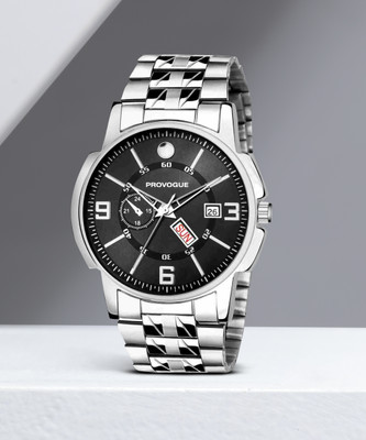 PROVOGUE Provogue Watch Sliver Chain Day & Date Display Original Sliver Plated Day and Date Funtioning Analog Watch  - For Men