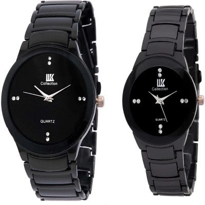 IIK Collection Black Studded Dial with Black Bracelet Strap Analog Watch  - For Men & Women