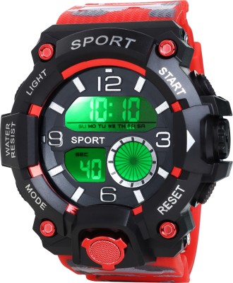 TERIZLA 5003 Army Red Color Digital Multifunction Luminous Display Wrist Watch Digital Watch  - For Men