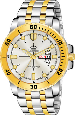 LIMESTONE Day and Date Function Gold Plated Collection Quartz Analog Watch  - For Men