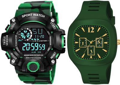 Motugaju Grey Belt Sports Watch For Boys Watch For Mens Pack Of 2 Analog-Digital Watch  - For Men