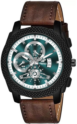 PIRASO 972 2025 TURQUOISE BROWN STRAP ANALOG WATCH DATE DISPLAY TURQUOISE DIAL AND BROWN STRAP WATCH FOR MEN & BOY Analog Watch  - For Men