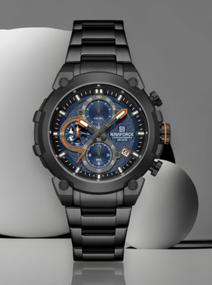 NAVIFORCE NF8071 Blue choronograph dial with date window and black stainless steel Analog Watch  - For Men
