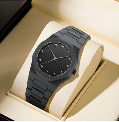 OneStopNow Luxury All-Black Arabic Numeral Men's Octagonal Design Stainless Steel Watch Aura watch Analog Watch  - For Men & Women