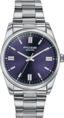 SONATA Sonata Poze 6 Chrome Calling Quartz Blue Round Dial Men's Watch Analog Watch  - For Men
