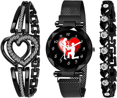 RUSTET MG122 Magnet Belt Girls Women Black Magnetic Chain Analog Watch  - For Girls